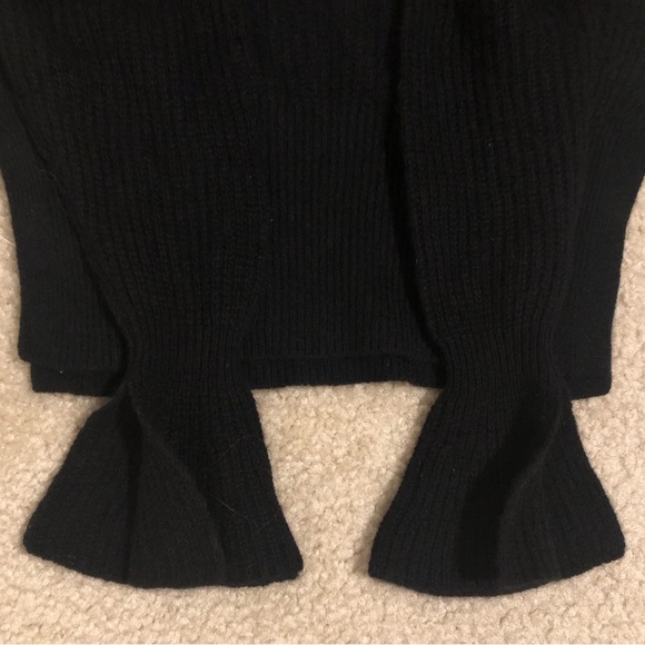 Frame Cashmere Bell Cuffs Crew Neck Ribbed Sweater In Black. NWT! Sz S - Picture 3 of 7